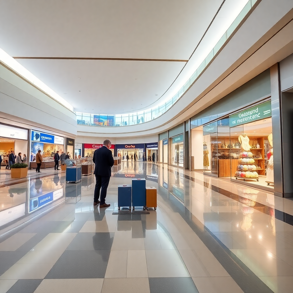 shopping mall cleaning, retail space maintenance, large commercial facility